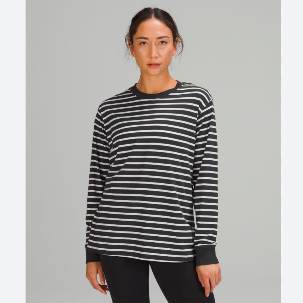 lululemon athletica Black and White Striped Long Sleeve Tee